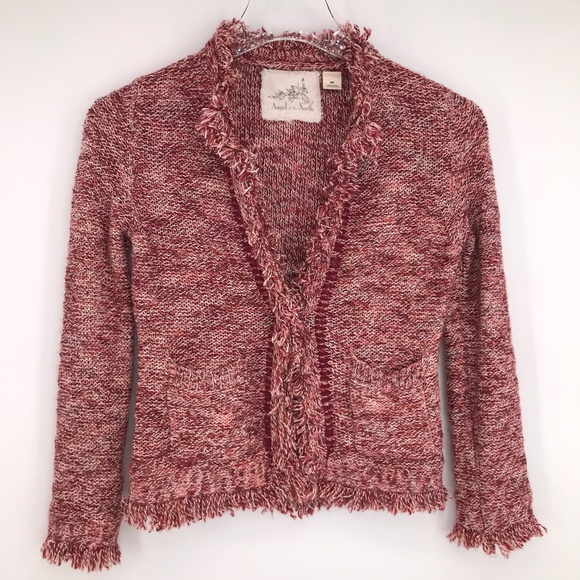 Anthropologie Sweaters - Angel of the North Fringed Eliot Cardigan Red XSP